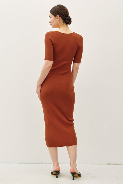 SQUARE NECK SWEATER DRESS